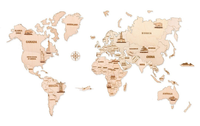 Mapa Świata na ścianę puzzle 3D 100x60 cm